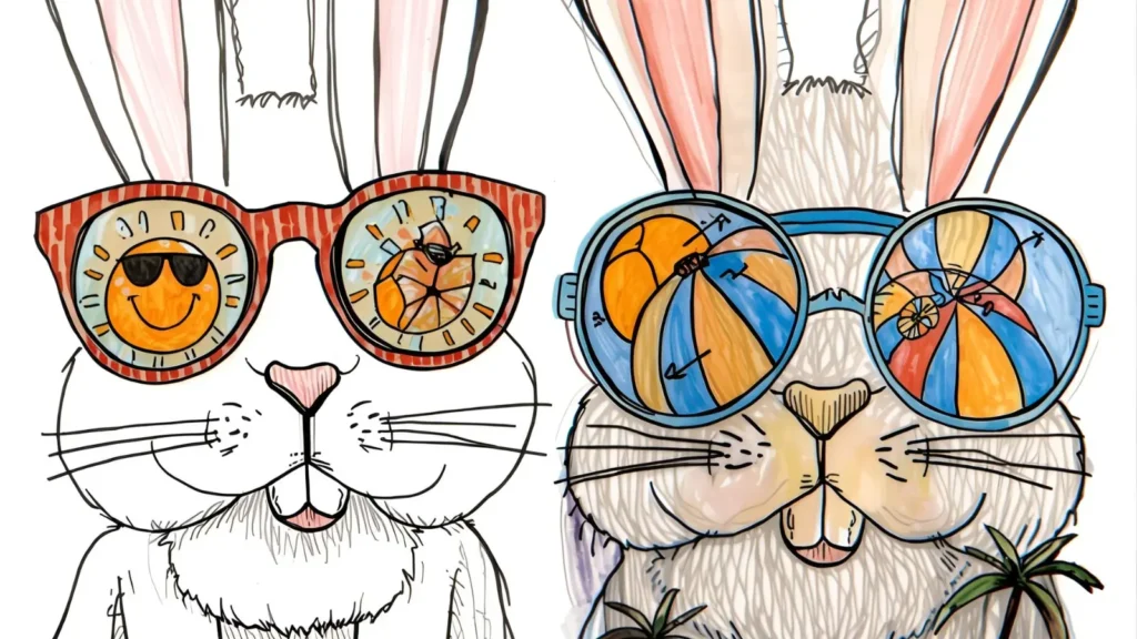 Summer Bunny Coloring Pages