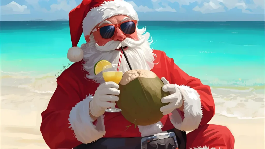 Vacation Santa Coloring Pages