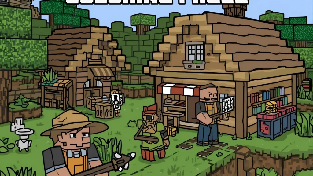 Villager and Village Coloring Pages