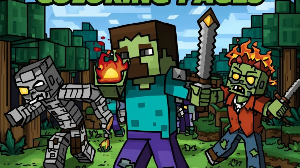 Zombie Minecraft Coloring Pages