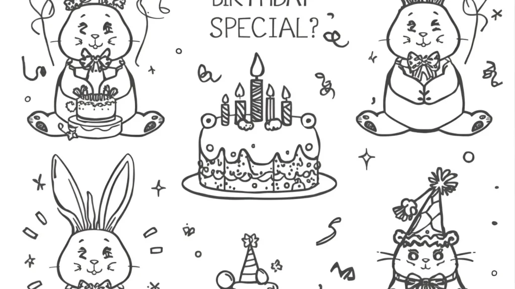 Birthday Bunny Coloring Pages