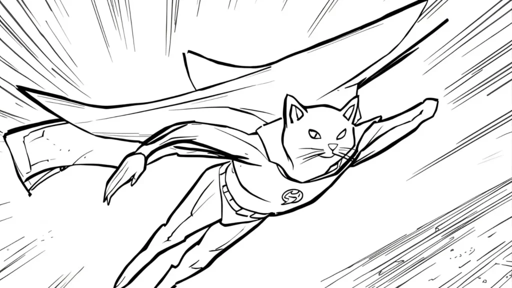 Cat Superhero Coloring Pages