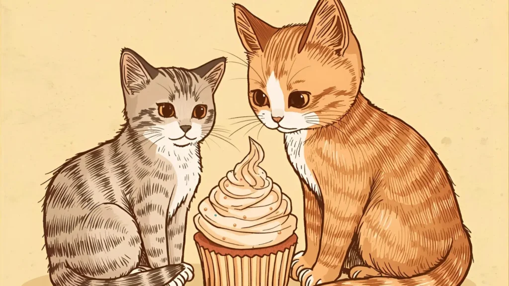 Cat and Cupcake Coloring Pages