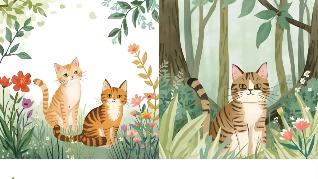 Cat in Nature Coloring Pages