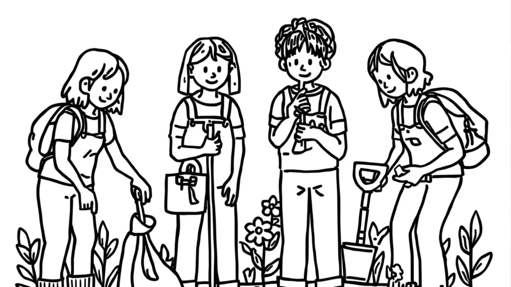 Community Cleanup Coloring Pages