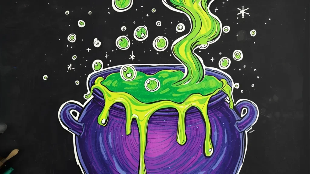 Cute Cauldron Coloring Pages