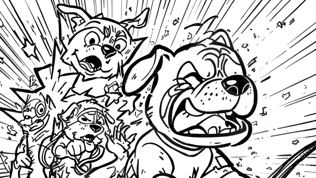 Dogman in Action Coloring Pages