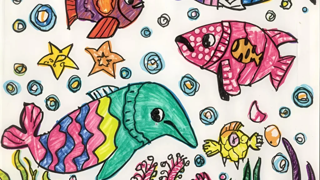 Dolphin and Fish Coloring Pages