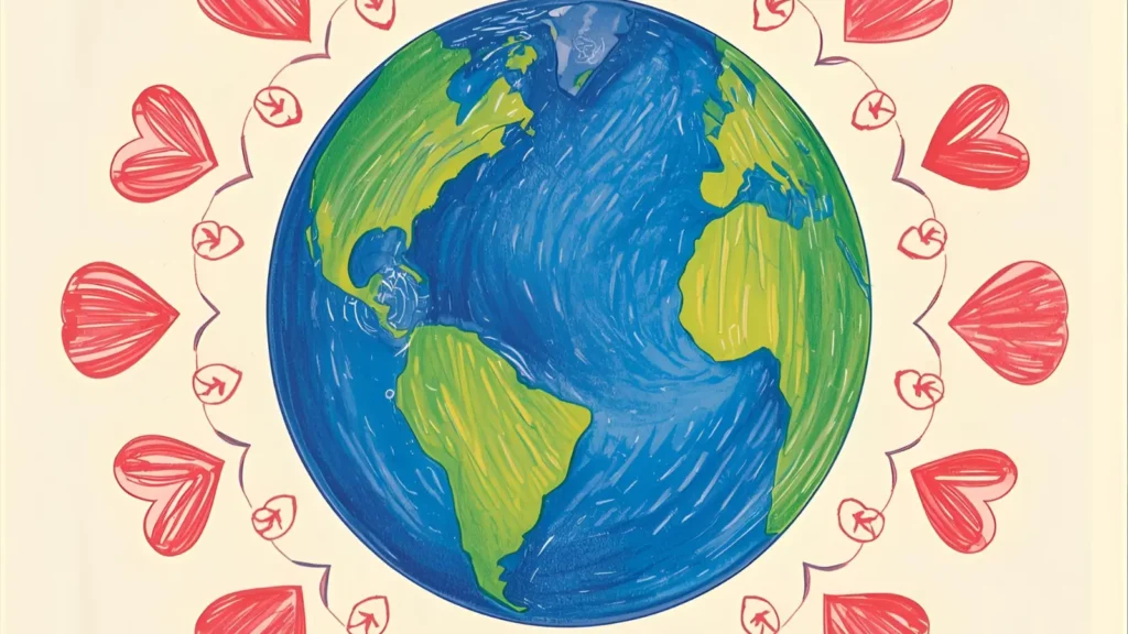 Earth With Hearts Coloring Pages