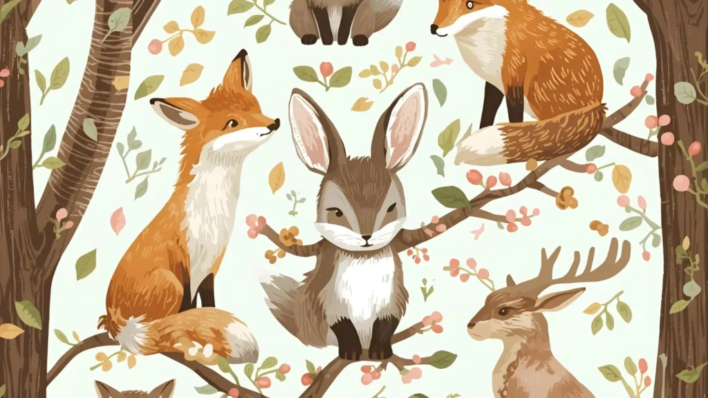 Foxes, rabbits, deer, and more offer cozy woodland fun.
Illustrators incorporate gentle fur textures and leaf patterns to encourage detail coloring