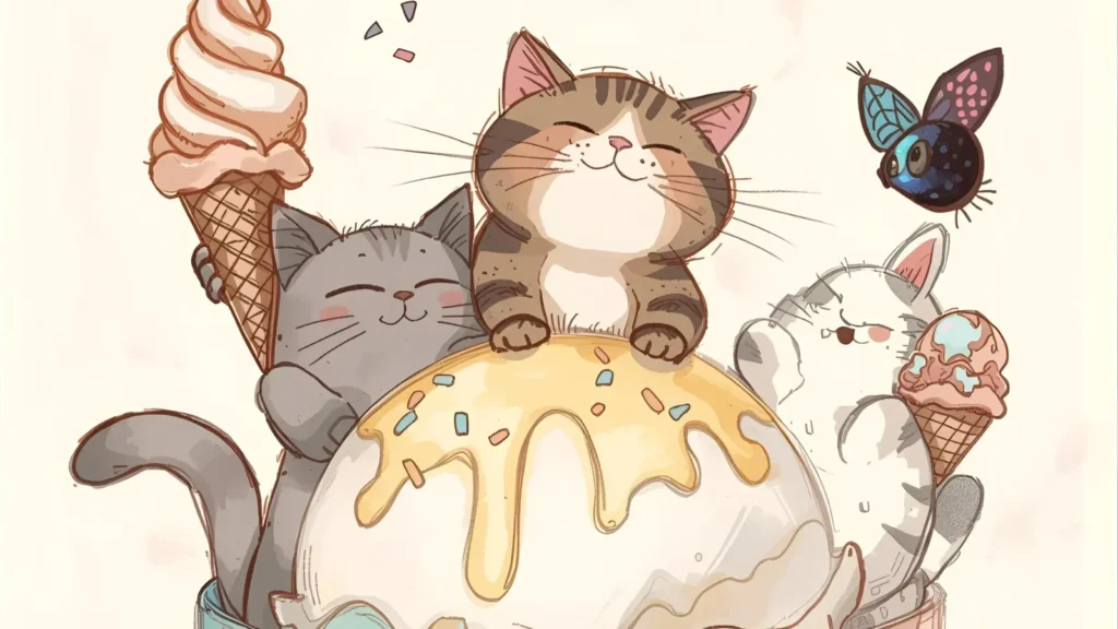 Ice Cream Cat Coloring Pages