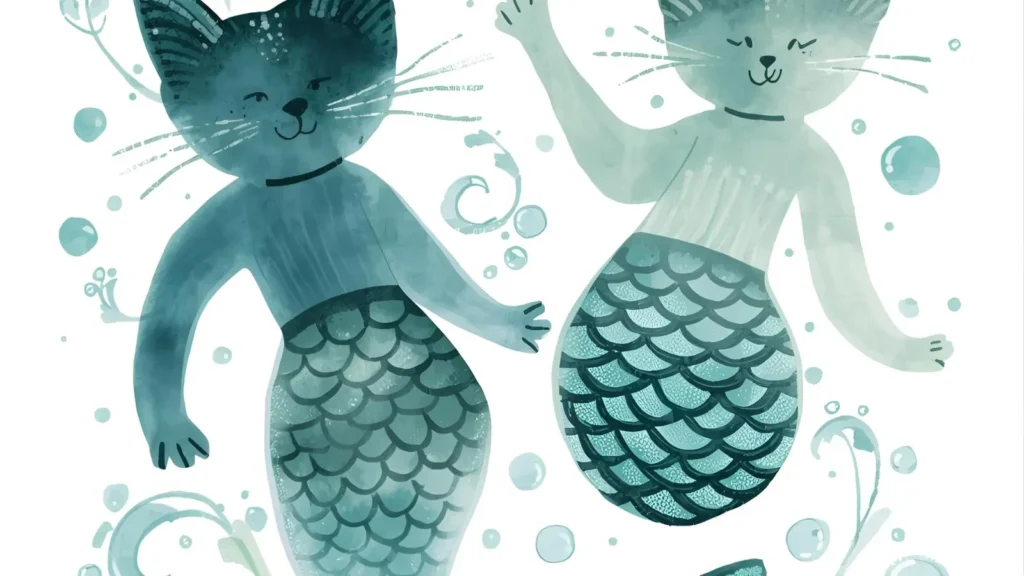 Mermaid Cat Coloring Pages