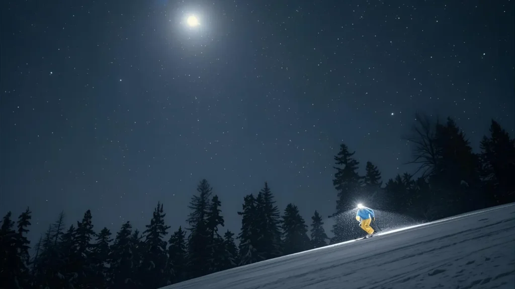 Night Snowboarding Captions