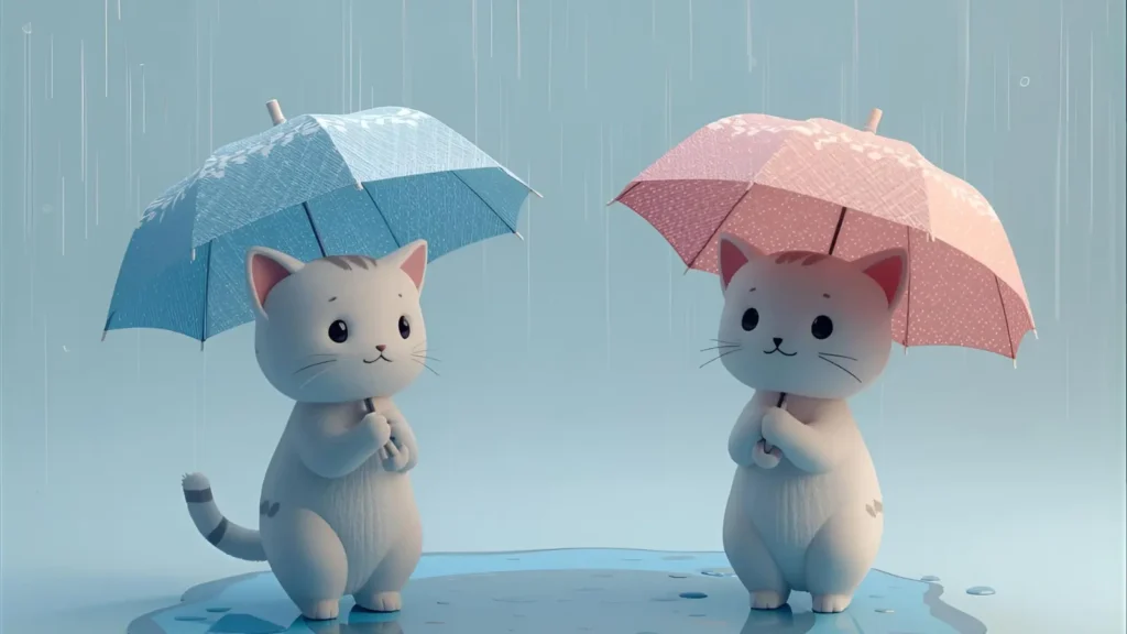 Rainy Day Cat Coloring Pages