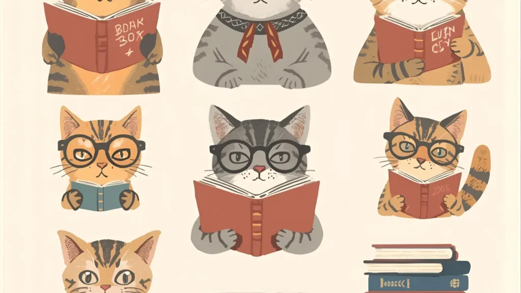 Reading Cat Coloring Pages