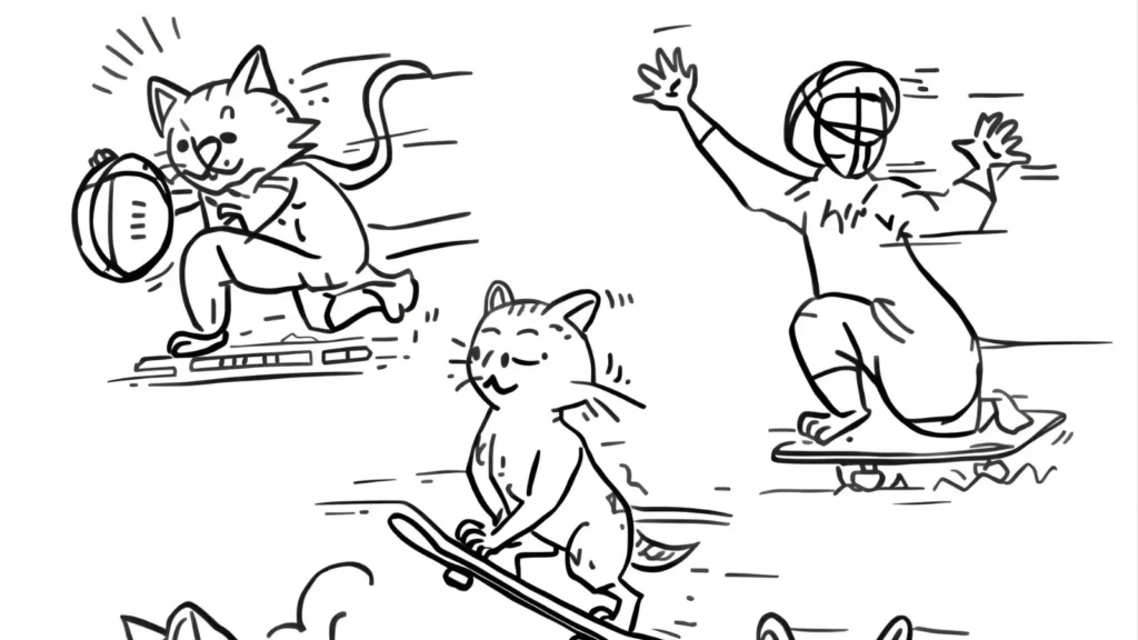 Sports Cat Coloring Pages