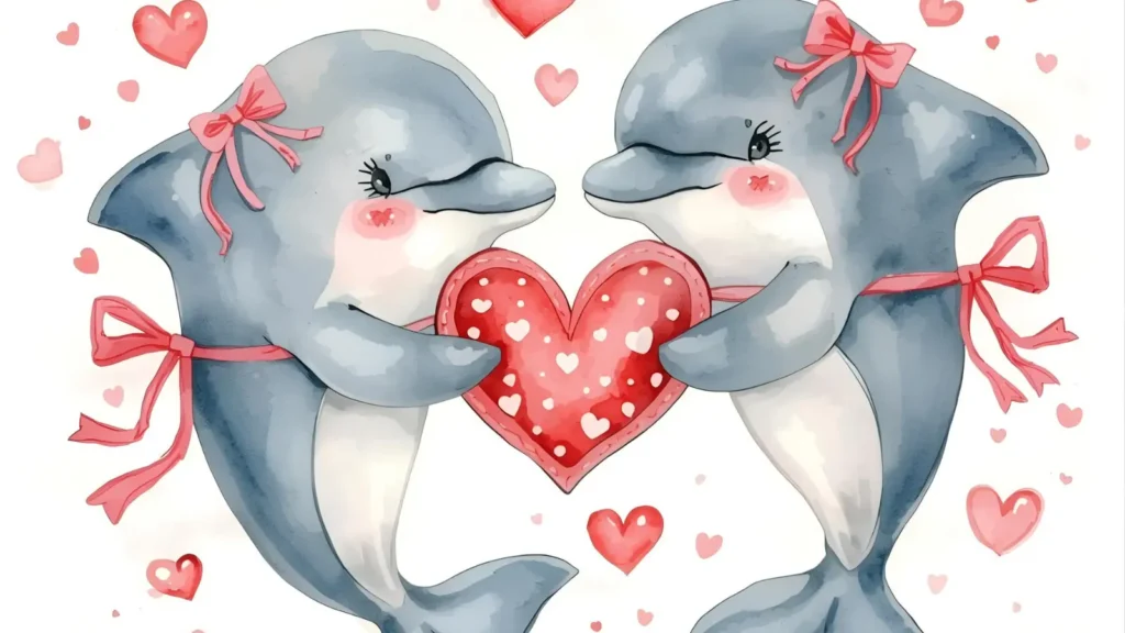 . Valentine Dolphin Coloring Pages